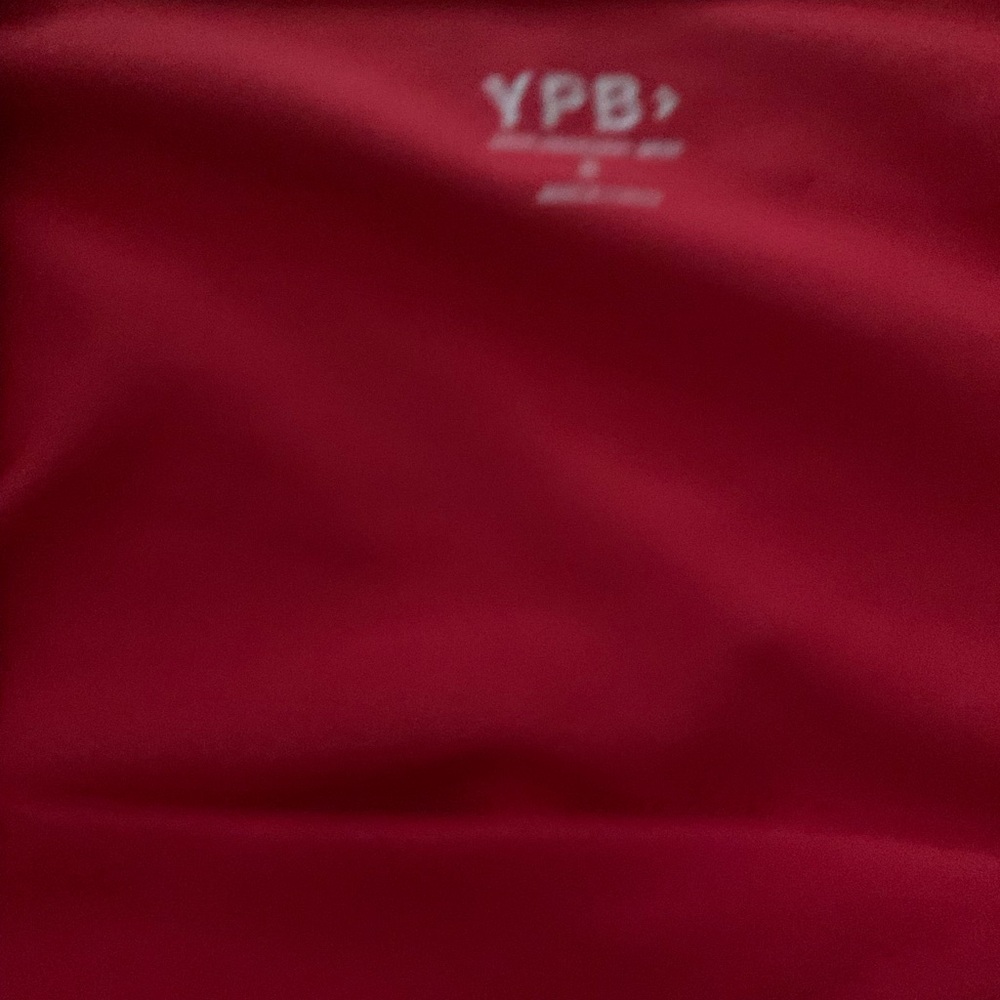YPB Red Square-Neck Long Sleeve Crop Top - Picture 3 of 5